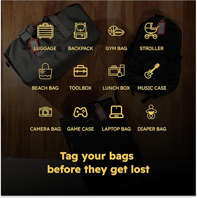 Smart Luggage Tags | Privacy QR Code Luggage Tag Keeps Personal info Private | Customizable Travel Suitcase Tags for Women Men | Use with GPS Bag Locator Tracking, Air Tag for Android or iOS