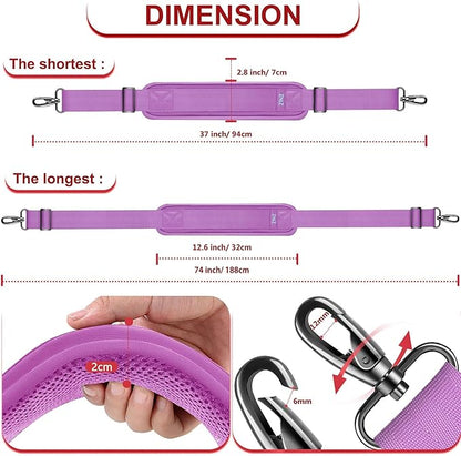 ZINZ 74" Shoulder Strap with Fixed Pad and Dual Balanced Buckles，Purple
