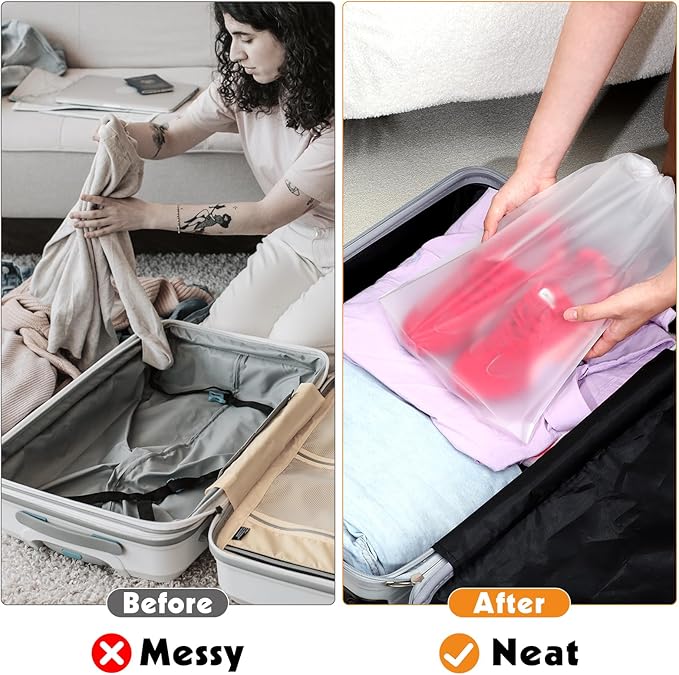 100 Pack Shoe Bags for Travel, 15.7" x 11.8" Large Clear Travel Shoe Bag Vacation Essentials Cruise Essentials Portable Drawstring Packing for Men & Women