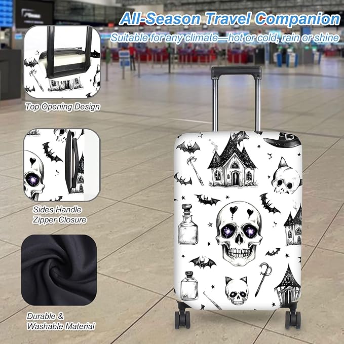 Luggage Cover Protector for 26-28 Inch Suitcases, TSA Approved Elastic Travel Suitcase Covers, Anti-Scratch Washable Luggage Sleeve for Carry On & Checked Bags, Watercolor Gothic Black