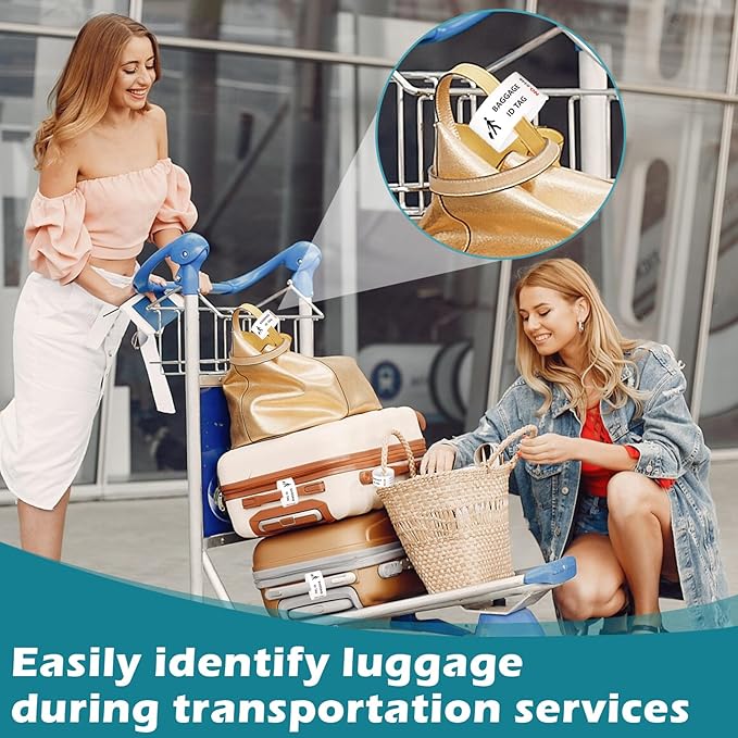 2000 Pcs Paper Hotel Luggage Tags with Transfer Tape On Back Luggage Tags Bulk Black Baggage Claim Check Tags Serial Numbering Claim Ticket Baggage Identification for Suitcase Motel Bag Storage