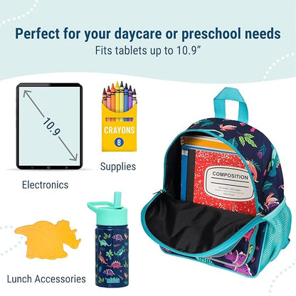 Wildkin 12-inch Kids Backpack – Padded, Adjustable, Ideal for Daycare & Travel - Darling Dinosaurs