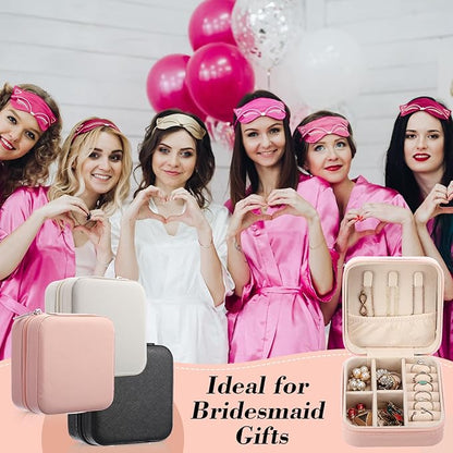 Batiyeer 50 Pcs Small Jewelry Travel Case Bulk Mini Jewelry Box Wedding Bridesmaid Proposal Return Gift for Pooja(White Pink Black)