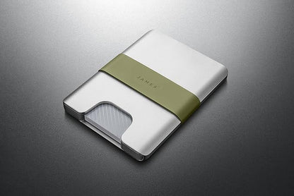 JAMES° The Lowe Minimalist CNC-Machined Aluminum Men's Wallet, Naturally RFID-Blocking, Simple, Clean, Slim - Silver + Grove
