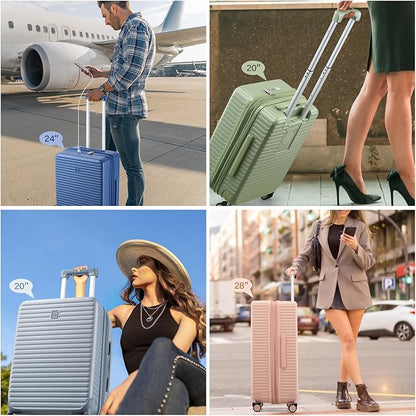 28 Inch Luggage Hard Shell Suitcases, Expandable Travel Checked Luggage 28 Inch, Large Check In Luggage with Spinner Wheels Cup Holder Charger Built in Lightweight Suitcase, Interstellar Blue