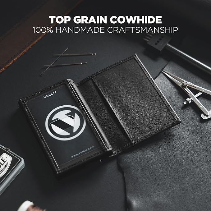 VULKIT Card Holder Wallet with Double ID Windows RFID Blocking Pop Up Wallet Minimalist Design for 12 Cards