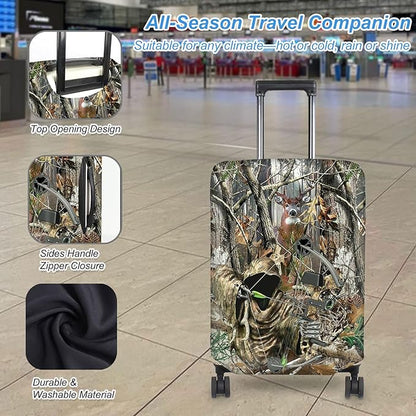 Luggage Cover Protector for 26-28 Inch Suitcases, TSA Approved Elastic Travel Suitcase Covers, Anti-Scratch Washable Luggage Sleeve for Carry On & Checked Bags, Camouflage Huntsman