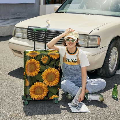 FOREVER QUEEN Sunflower Luggage Cover Suitcase Protector Suitcase Cover Anti-Scratch,Stretchable Bag Cover Washable Durable Polyester