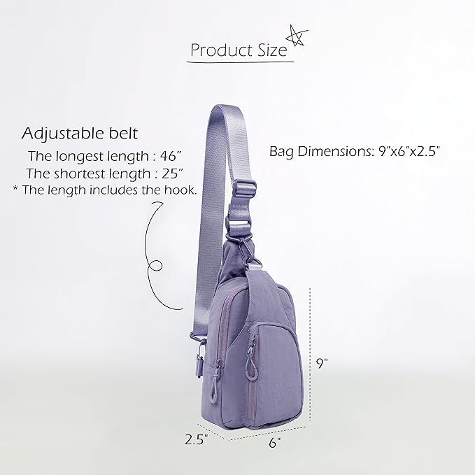 ODODOS Daily Sling Bag with Adjustable Straps Crossbody Chest Bag Lightweight Small Backpack for Casual Traveling Hiking