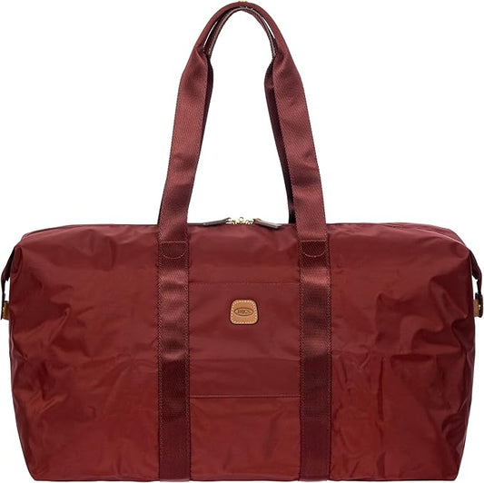 Bric's X-Travel Deluxe Duffle for Men and Women - Lightweight Overnight Carry On Travel Luggage with Tuscan Leather Trim and Sleeve Attachment - Water-Resistant Weekender or Gym-Ready Duffel