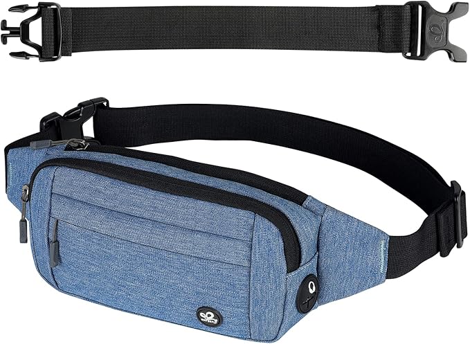 WATERFLY Fanny Pack Waist Bag: Small Hip Pouch Bum Bag Fannie Pack Phanny Fannypack Waistpack Bumbag Beltbag Sport Slim Fashionable for Jogging Hiking Hiker Woman Man