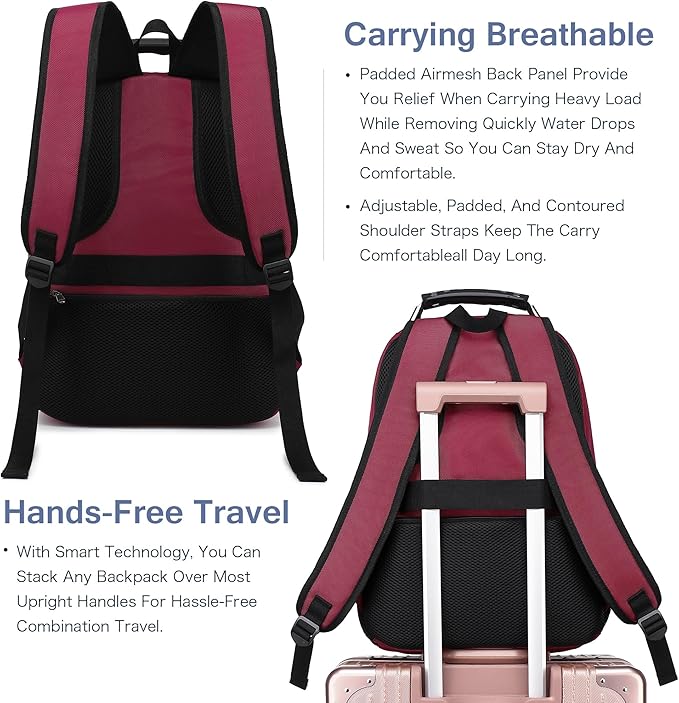 Boavan Laptop Backpack for men, 15.6 inch Laptop Bag with USB Port, Waterproof Travel Work Backpack Purse, Anti-Theft Teacher Nurse Doctor Casual Bookbags Office Business backpack，Russet Red