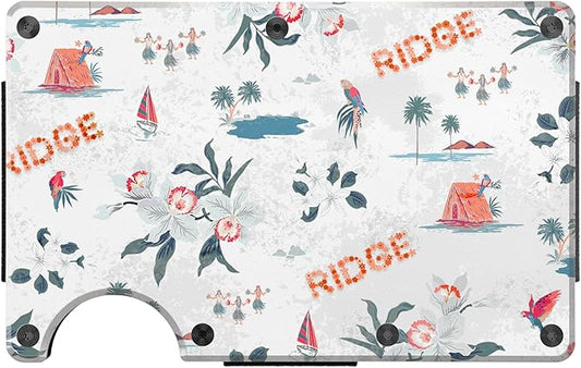 Ridge Wallet for Men - Slim Minimalist Compact Wallet and Card Holder, RFID Protected Front Pocket Wallets for Men with Integrated Cash Strap (Aloha)