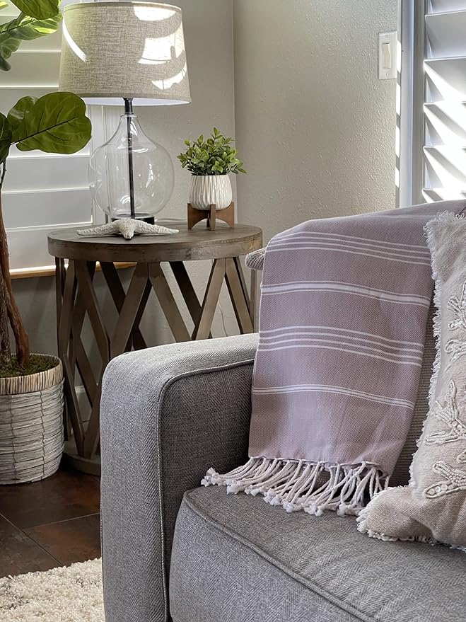 Beach Towel 100% Cotton Turkish Beach Towel Adult 38x70 Inch Pre-washed Absorbent Extra Large|Sand Free Quick Dry BathTowels|Lightweight Blanket|Travel Cruise Camping Spa Gym Yoga Sports Towel|Bark