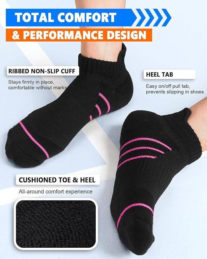 5 Pairs Copper Compression Socks for Women & Men - Ankle Plantar Fasciitis Arch Support Running Socks for Athletic
