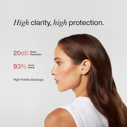 Hears One High-Fidelity Ear Plugs – Reusable Hearing Protection for Concerts, Travel, Focus & Sleep – Certified Noise Reduction 20dB SNR – Hypoallergenic Tips (4 Sizes) + Keychain Case