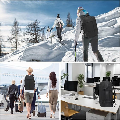 Vacuum Seal Travel Backpack W/Pump Built-in - 60L Water-Resistant Carry-On Vacuum Backpack Travel Bag Expandable Air Compression System with TSA Lock Fits19 Laptop (Black)