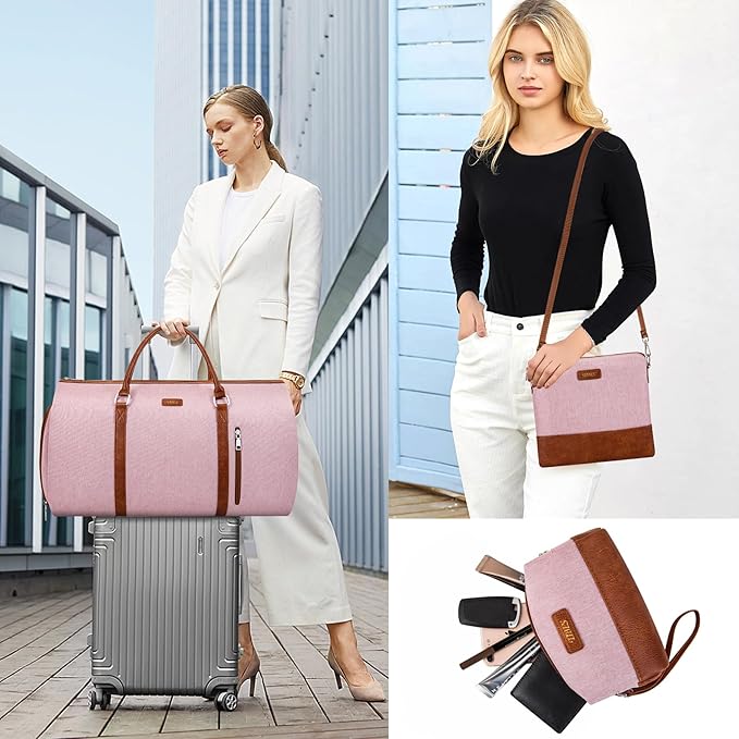 Convertible 2-in-1 Garment Bags for Travel, Carry On Garment Duffle Bag With Shoe Compartment Large Weekender Bag for Women Men Hanging Suitcase Suit Travel Duffel Overnight Bags 4pcs Set