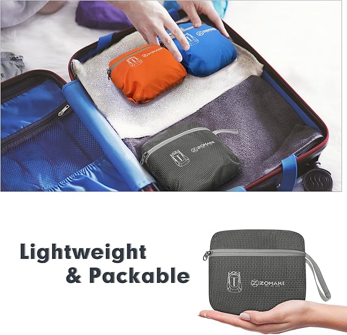 ZOMAKE Ultra Lightweight Packable Backpack 25L, Foldable Hiking Backpacks Water Resistant Small Folding Daypack for Travel(Dusty grey)