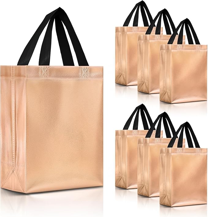Nush Nush Rose Gold Gift Bags Bulk Medium Size - Set of 30 Reusable Bulk Gift Bags with Handles - Perfect Party Goodie Bag for Adults, Bridal Shower, Christmas, Events, Birthday - 8Wx4Dx10H