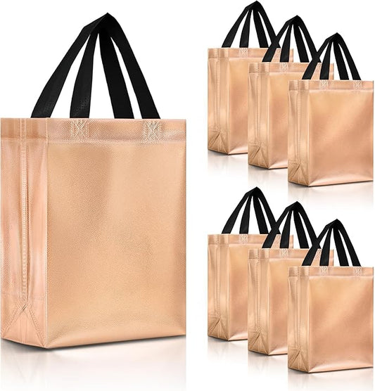 Nush Nush Rose Gold Gift Bags Bulk Medium Size - Set of 30 Reusable Bulk Gift Bags with Handles - Perfect Party Goodie Bag for Adults, Bridal Shower, Christmas, Events, Birthday - 8Wx4Dx10H