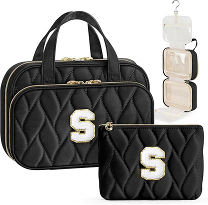 YOOLIFE Travel Toiletry Bag for Women - Hanging Toiletry Bag Makeup Bag, Portable Toiletries Travel Bag and Cosmetic Bag Essentials Black - S