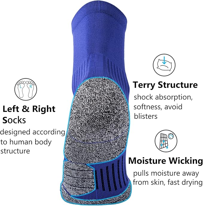CWVLC Compression Athletic Quarter Socks Cushioned for Men Women