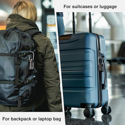 Puroma 4 Pack TSA Approved Luggage Locks, 4 Digit Combination Travel Locks Resettable Code Lock with Zinc Alloy Body for Suitcase, Toolbox, Backpack, Bag, Gym Locker (Basic Black)