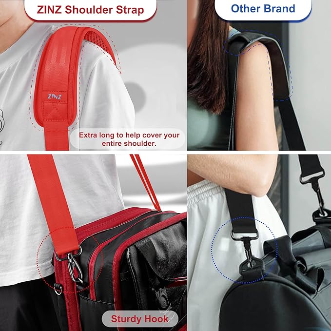 ZINZ 60" Universal Bag Strap with Ultra-thick Fixed Breathable Pad, Adjustable Heavy-duty Shoulder Strap for Laptop, Crossbody, Luggage, Gym, Camera Bag and More - R01E01