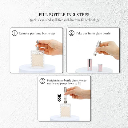 Ms Lovely Pearlescent Travel Perfume Atomizer Bottle – 5ml Refillable Mini Spray for Purse, TSA Approved Portable Fragrance Dispenser (Pink and Silver)