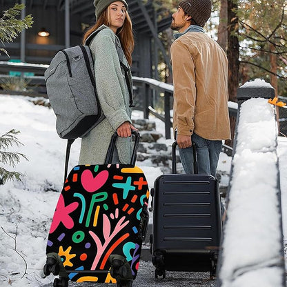 ANNA QUEEN Color Pop Abstract Luggage Cover, Modern Geometric Art Suitcase Protector, Stretchable Washable Travel Sleeve for 28-30 Inch Luggage