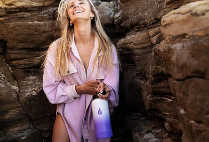 HYDRO CELL Stainless Steel Insulated Water Bottle with Straw - For Cold & Hot Drinks - Metal Vacuum Flask with Screw Cap and Modern Leakproof Sport Thermos for Adults (Lavender/White 40oz)