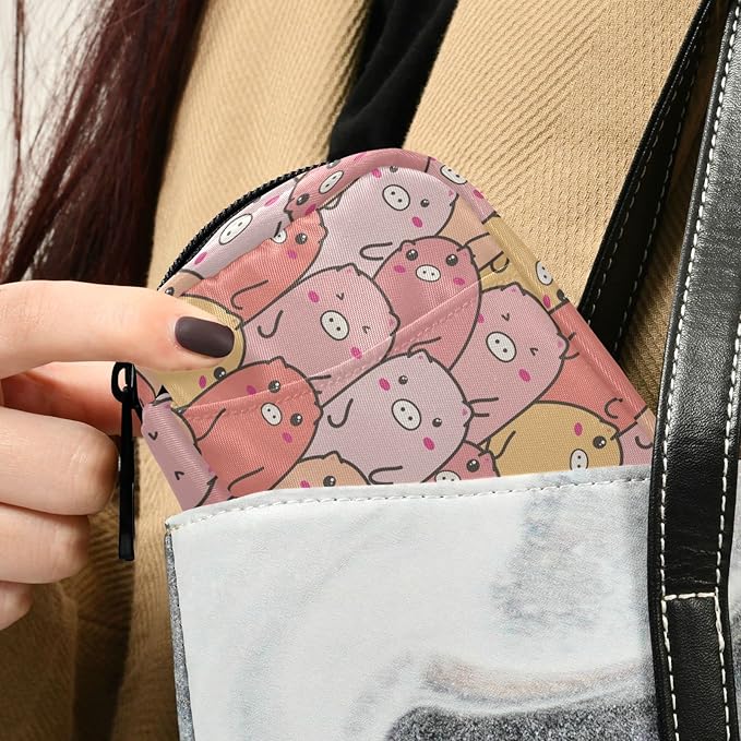 Fustylead Cute Pig Pill Organizer Travel Bag, Small Portable Pill Case Cute for Vitamin Fish Oil Supplements Medicine Organizer with Zipper