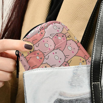 Fustylead Cute Pig Pill Organizer Travel Bag, Small Portable Pill Case Cute for Vitamin Fish Oil Supplements Medicine Organizer with Zipper