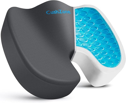 Office Chair Seat Cushion, Cooling Gel Enhanced Memory Foam Cushion for Long Sitting - Back, Sciatica, Coccyx, Tailbone Pain Relief Pillow - for Office, Gaming, Car, Wheelchair - Grey, X-Large