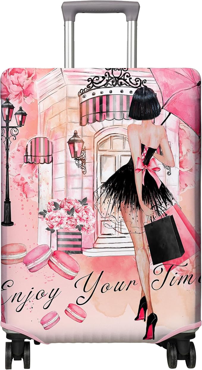 Travel Luggage Cover Suitcase Protector Fits 18-32 Inch Wheel Covers PatternedTravel Related Items Flower Luggage Protector Elastic L