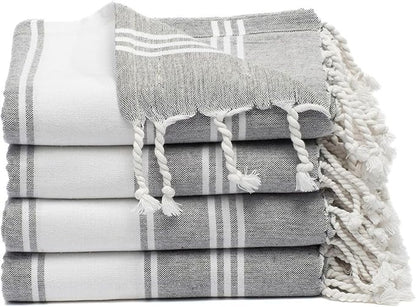 Cotton Turkish Beach Towel Towels Oversized 36"x72" Pool Absorbent Extra Large Quick Dry Sand Travel Towel (Grey, 4 Pack)