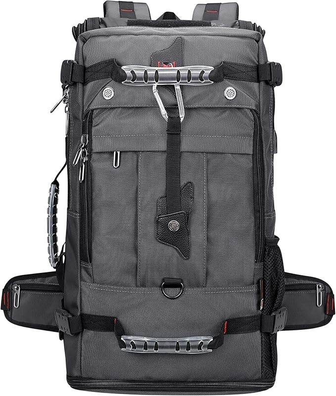 WITZMAN Travel Backpack for Men Convertible Duffle Luggage Bag fit 18 Inch Laptop Carry On Bags for Airplane (B681 Silvery Grey New)