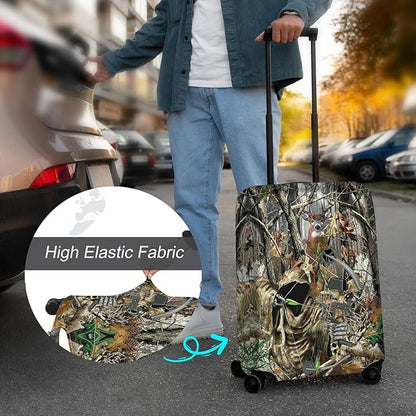 Luggage Cover Protector for 26-28 Inch Suitcases, TSA Approved Elastic Travel Suitcase Covers, Anti-Scratch Washable Luggage Sleeve for Carry On & Checked Bags, Camouflage Huntsman