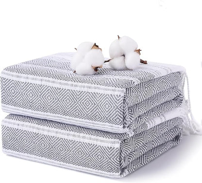 2 Packs Cotton Turkish Beach Towels Quick Dry Sand Free Oversized Pool Bath Swim Towel Extra Large Xl Big Blanket Adult Travel Essentials Cruise Accessories Must Haves Clearance Vacation Stuff