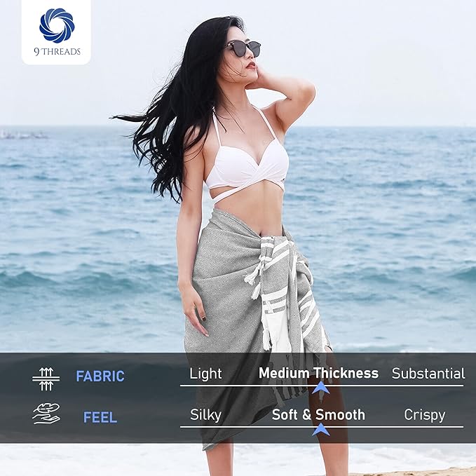 Cotton Turkish Beach Towel Towels Oversized 36"x72" Pool Absorbent Extra Large Quick Dry Sand Travel Towel (Light Grey, 4 Pack)