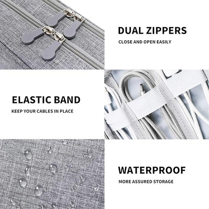 mygreen Electronics Organizer, Electronic Accessories Double Layer Travel Cable Organizer Cord Storage Bag for Cables, Power Bank, USB Flash Drive and More Gray