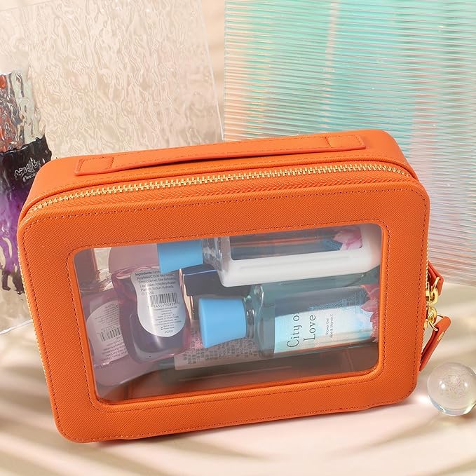 SANHECUN Toiletry bag waterproof cosmetic organizer with handle lagre opening for travelling