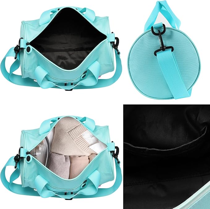 Dance Ballet Bag for Girls Sport Gym Duffle Bags Overnight Travel Bags Fun Dance Workout Duffel Bag Toddler Cute Bag for Dancers, Girls, Teens, Student Athletes (Bule)