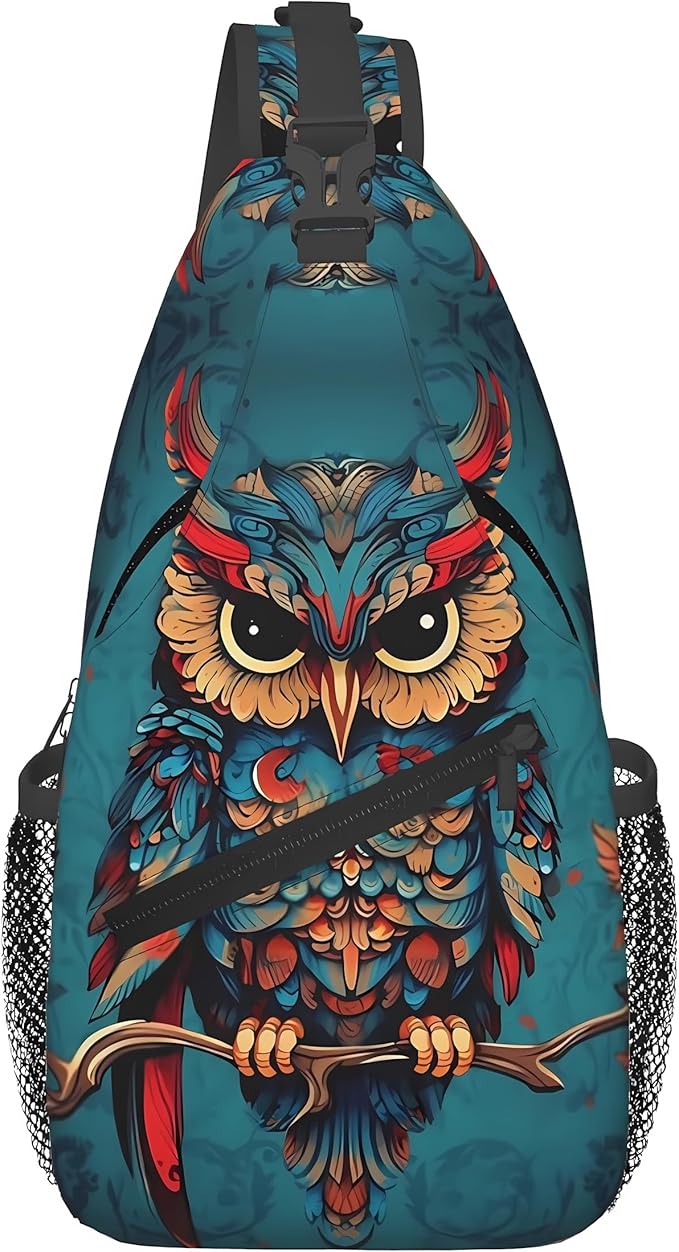 Owl Sling Bag Travel Sling Backpack Lightweight Casual Daypack Women Chest Bags for Outdoor Sport Climbing Runners