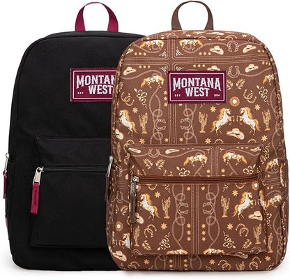Montana West Backpack for Women Men 2 PCS Lightweight College Bookbags Casual Daypack Backpacks for Commute & Travel