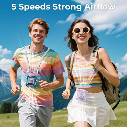 AMACOOL Portable Waist Fan Clip On, MAX 40H Work Time, 10000mAh Rechargeable Wearable Shirt Fan with Light, 16000RPM Powerful 5 Speed Belt Fans Personal Cooling Fans for Outdoor Jobsite Travel