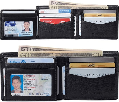 Alpine Swiss Mens Wallet for Men | RFID Protected Leather Mens Wallet | Spencer Bifold with Divided Bill Section | Gift Box | 2 ID Windows | 14 Card & Storage Pockets for Organization