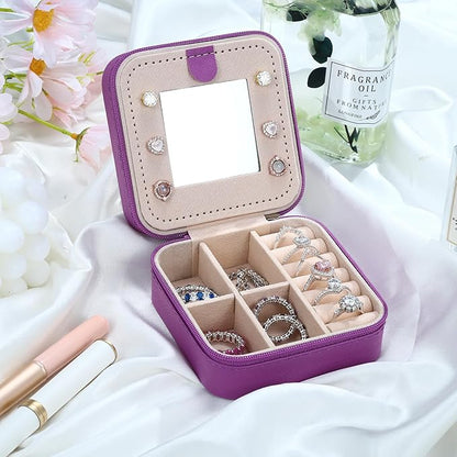 Parima Travel Jewelry Box for Girls Women, Jewelry Organizer Box | Personalized Jewelry Boxes for Women Girls | Necklace Earrings Ring Box | Travel Jewelry Organizer Box - Letter J, Purple