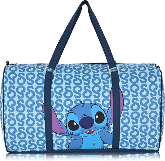 Disney Stitch Travel Bag, Duffle Bag, Overnight Bag, Weekender Bag | Mini 16 Inch Leather Classic Premium Travel Duffle Bag for Women, Men, Adults